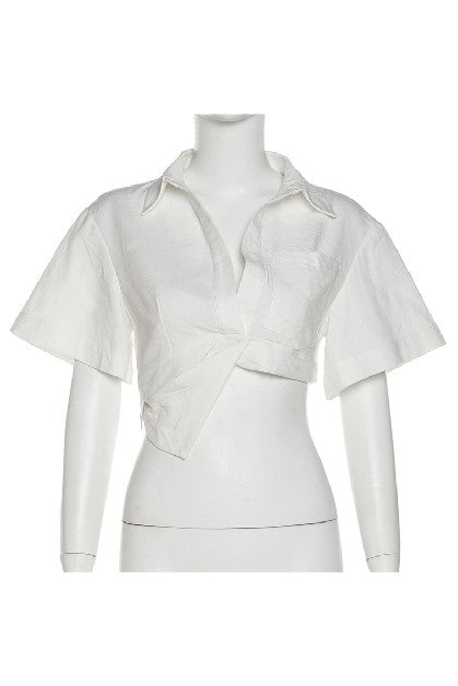 Short Sleeve Asymmetric Crop Top