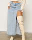 Denim High Split Maxi Skirt