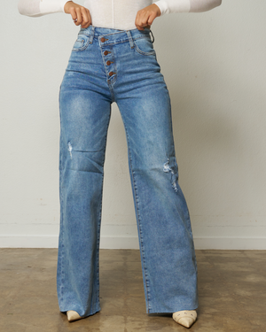 Raw Hem Flared Denim Jeans