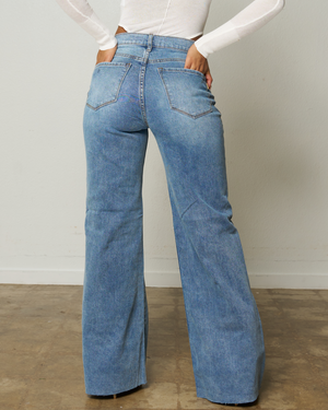 Raw Hem Flared Denim Jeans