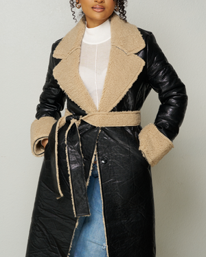 Faux Fur Waist Belt Coat