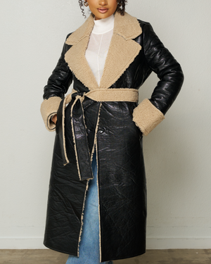 Faux Fur Waist Belt Coat