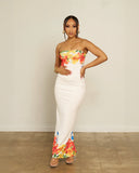 Floral Printed Strapless Maxi Dress