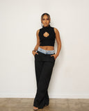 Cutout Ribbed Cropped Turtle Neck