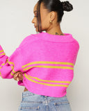 Cropped Stripe Collar Sweater