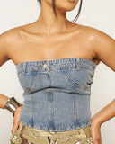 Denim Bustier Top