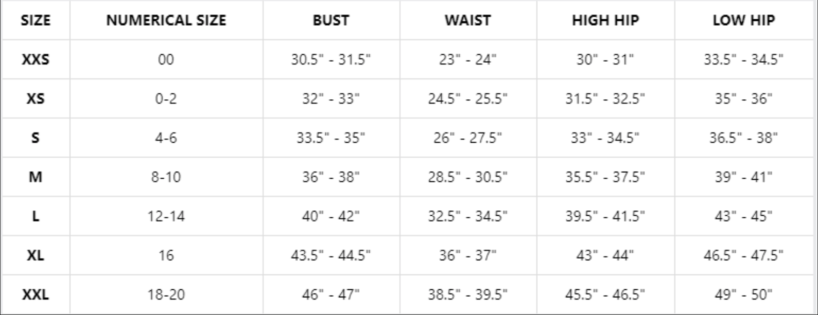 Size Chart